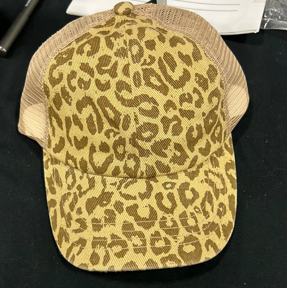 Cheetah Criss Cross High Pony Baseball Hat