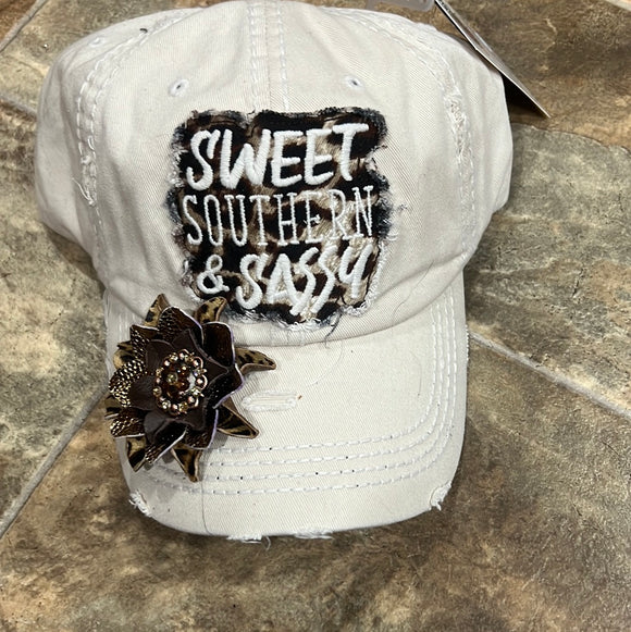 Cheetah Sweet Southern & Sassy Baseball Hat with Flower