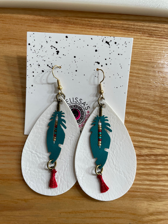 Leather feather Earrings