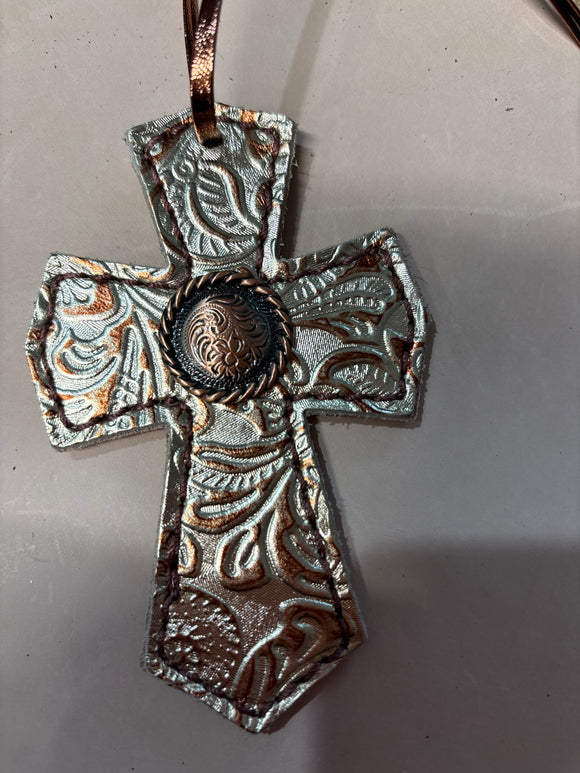 Gold Floral Saddle Cross