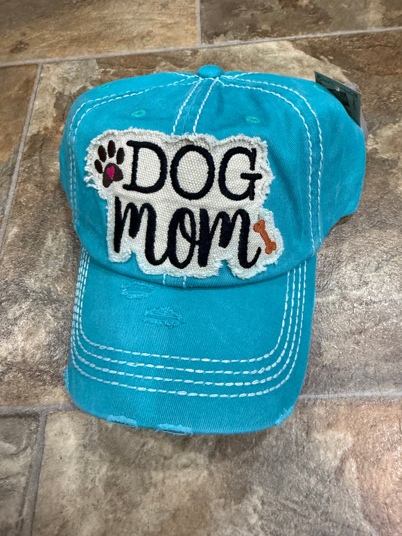 Turquoise Dog Mom Baseball Hat
