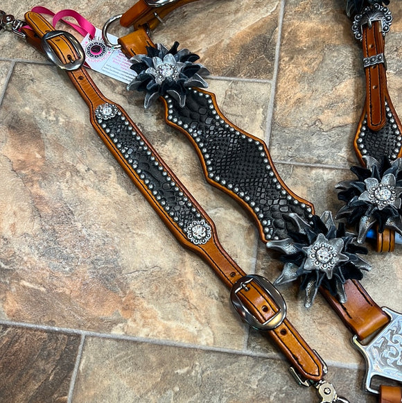 Black/Gray Python wither strap