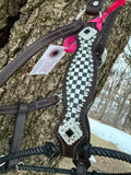 Checkered All Leather Lariat Halter