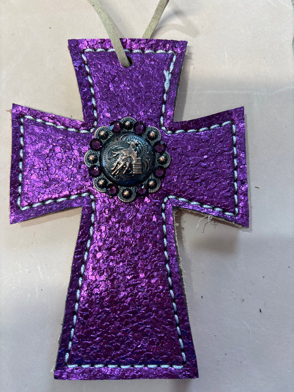 Purple Sparkly Saddle Cross