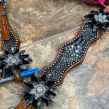 Black/Gray Python Tack set with Flowers