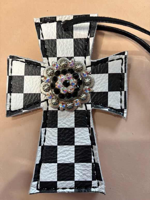 Black/White Checkered Saddle Cross