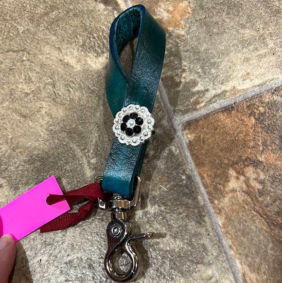 Turquoise Oil Tie Down Keeper with Clear & Jet Black
