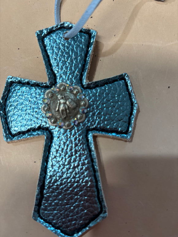 Blue Metallic Saddle Cross