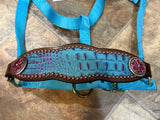 Fuchsia and Turquoise Gator Bronc Halter