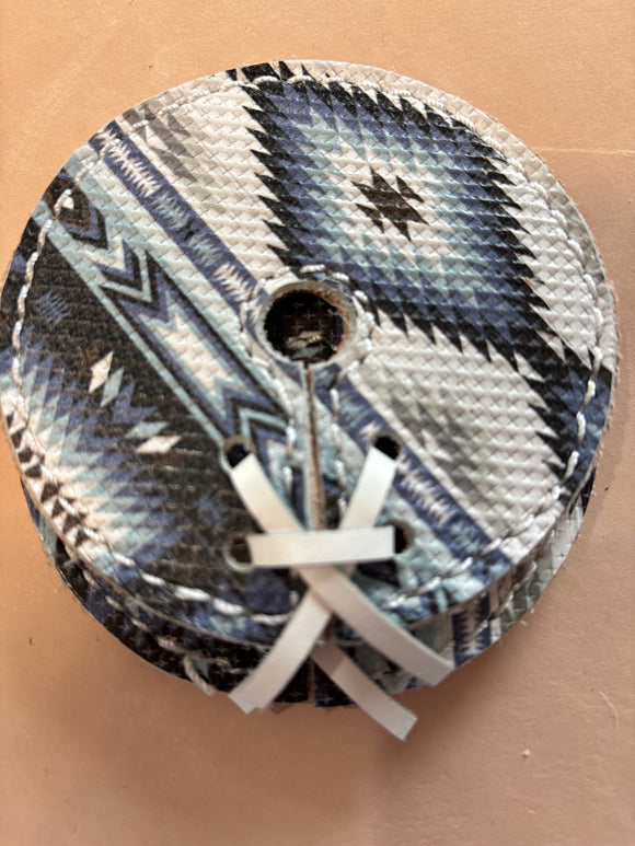 Blue Aztec Leather Bit Guards