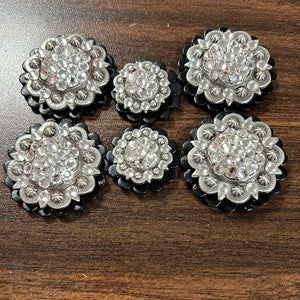 Black oil leather conchos