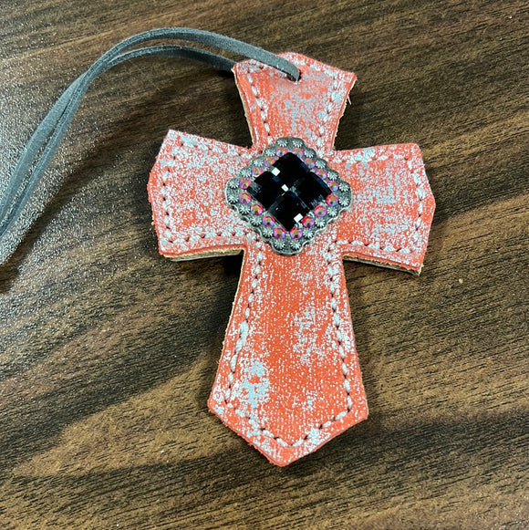 Coral/Silver Saddle Cross