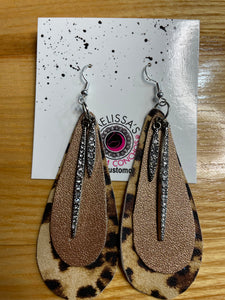 Leopard/Gold Leather Earrings