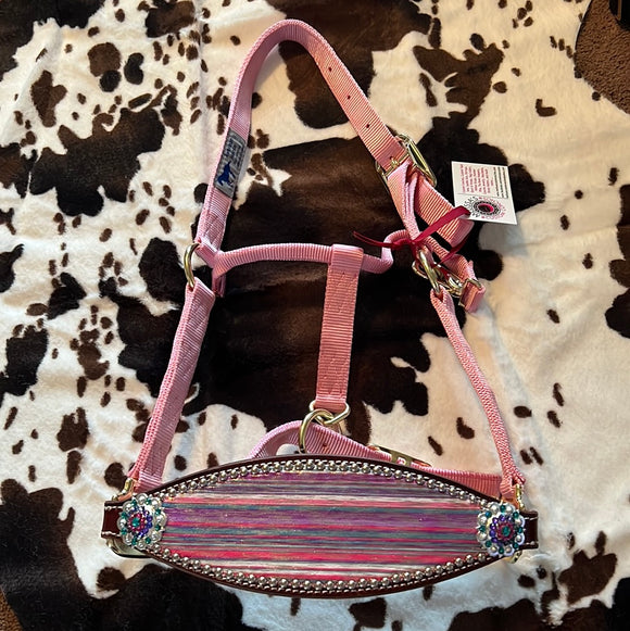 Multi Color Metallic Stripe Bronc Halter