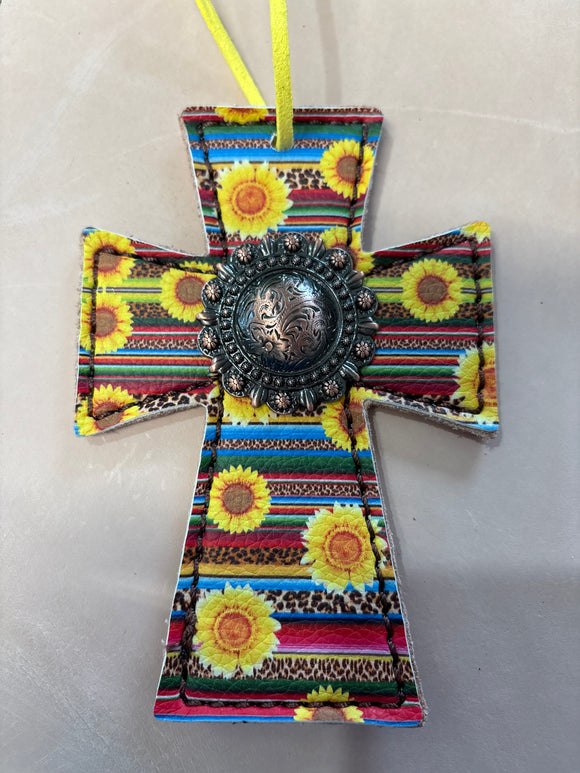 Sunflower Serape Saddle Cross