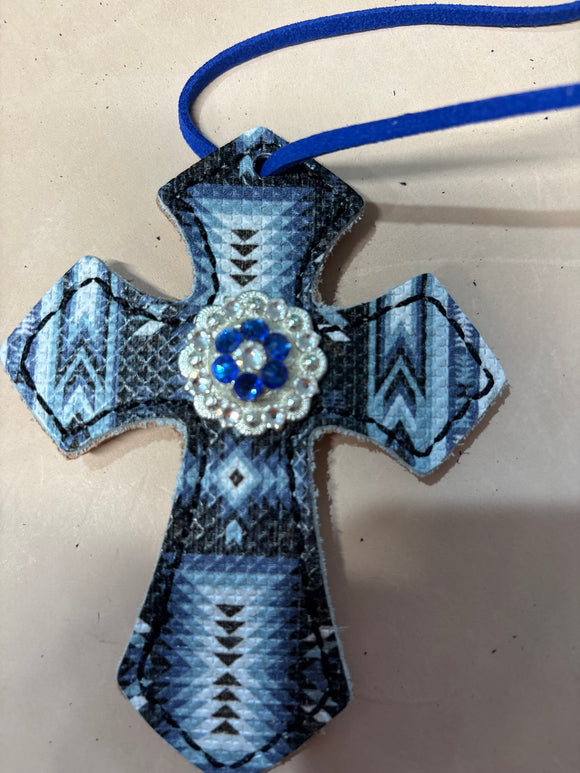 Blue Aztec Saddle Cross