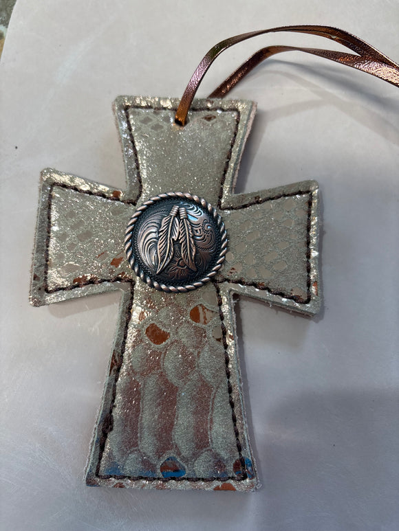 Rose Gold Saddle Cross