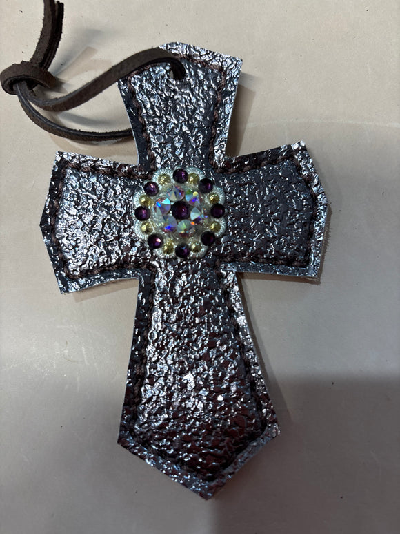 Silver Metallic Saddle Cross