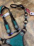 Turquoise Sparkly Longhorn Tack set