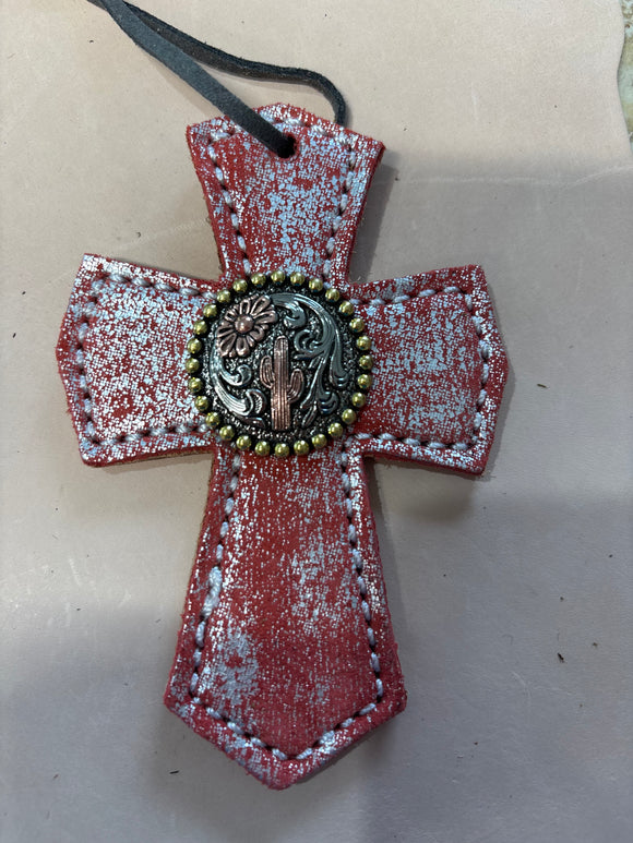 Metallic Coral Saddle Cross