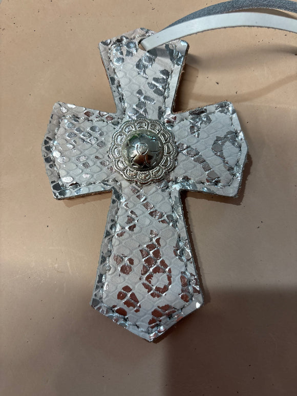 Silver Leopard Saddle Cross