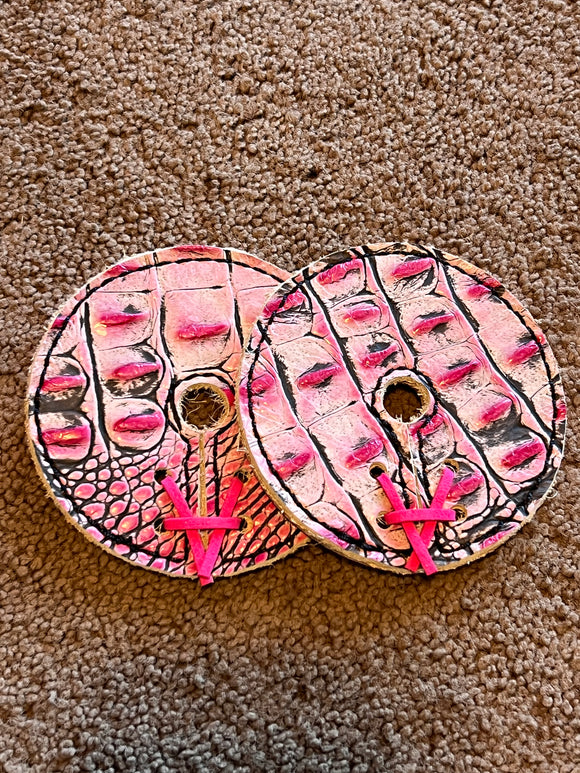 Pink Gator Leather Bit Guards