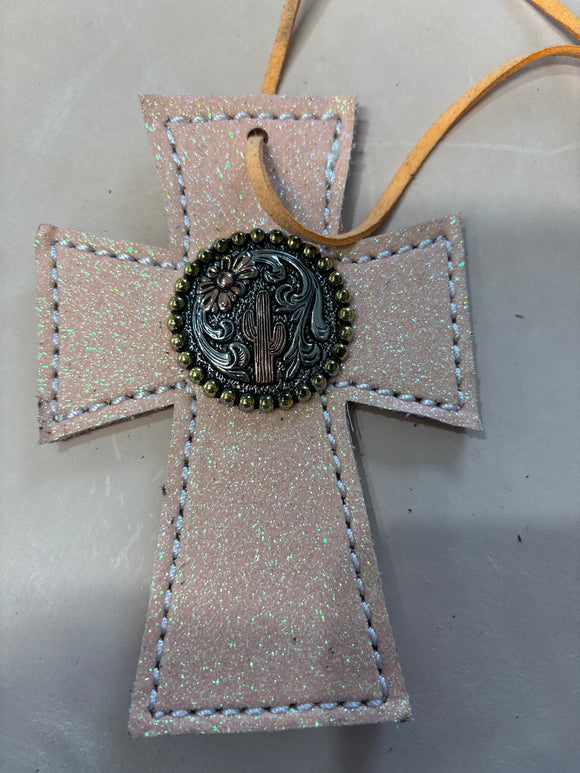 Peach Sparkly Saddle Cross
