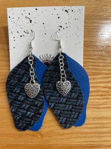 Blue Leather Earrings