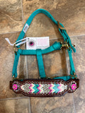 Turquoise cheetah Mini Bronc Halter