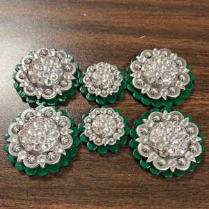 Green leather conchos