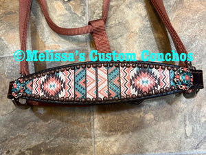 Turquoise/coral aztec Bronc Halter