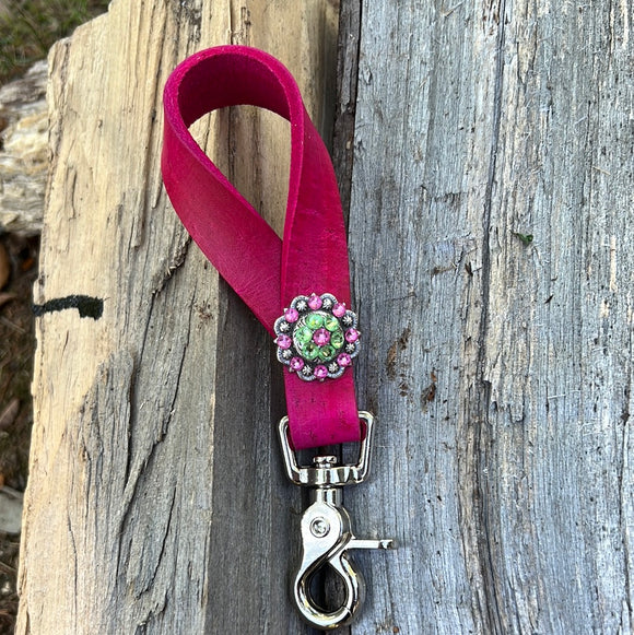Pink Oil Tie Down Keeper with Rose & Peridot
