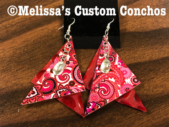 Red Bandanna Leather Earrings with Cowboy hats