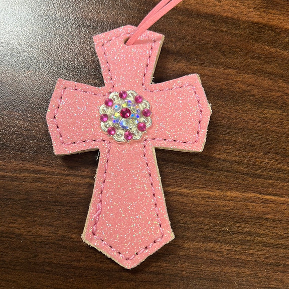 Pink Sparkly Saddle Cross