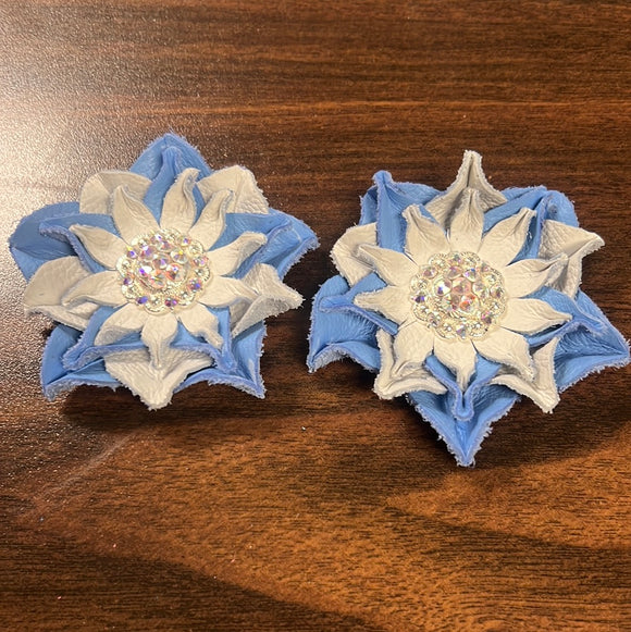 Light Blue and White Leather Flowers