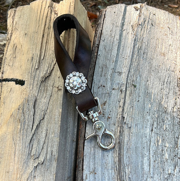 Chocolate Oil Tie Down Keeper with Crystal