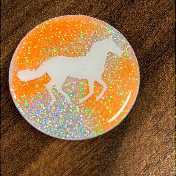 Orange/Silver Running Horse Pop Socket