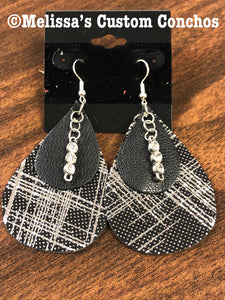 Black/Silver Leather Earrings