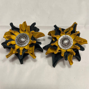 Green/Yellow Leather Flowers