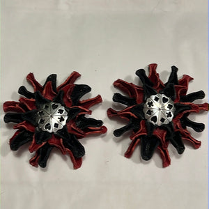 Red/Black Leather Flowers