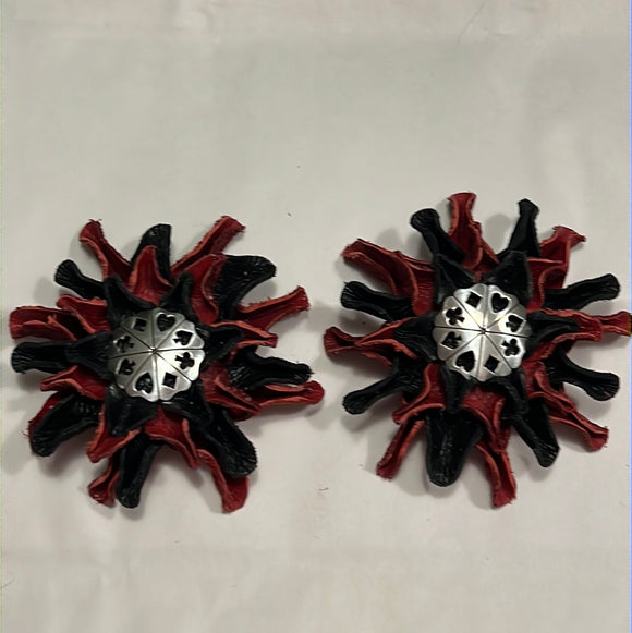 Red/Black Leather Flowers