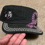 Purple Ribbon Flattop Hat