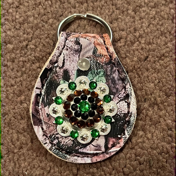 Camo leather keychain