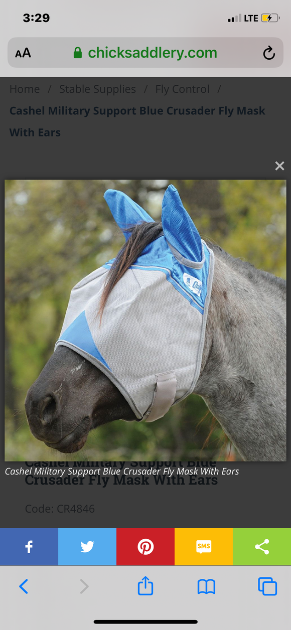 Cashel Fly Mask with ears - Military Support
