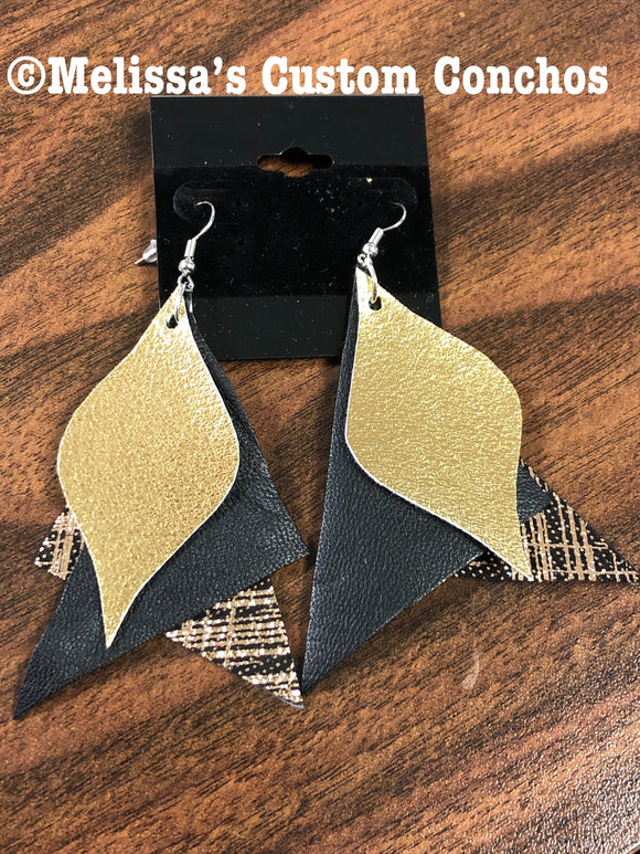 Black/Gold Leather Earrings