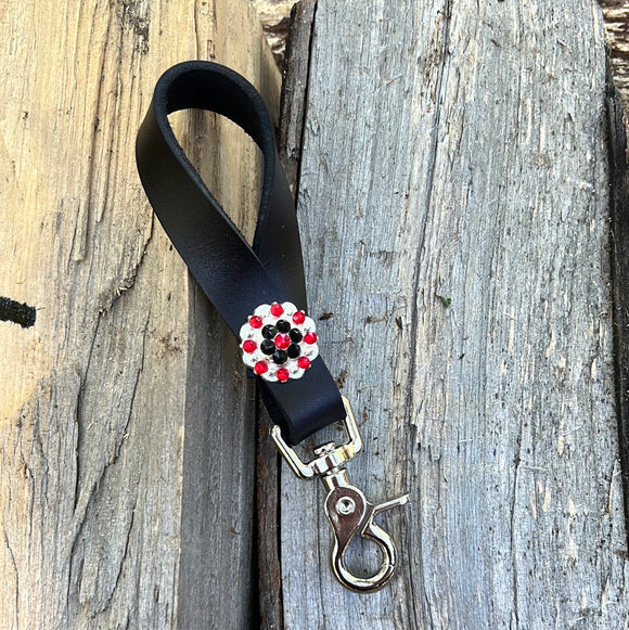 Black Oil Tie Down Keeper with Red & Black