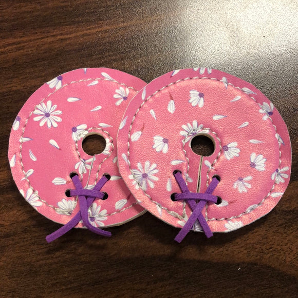 Pink/Purple Daisy Leather Bit Guards