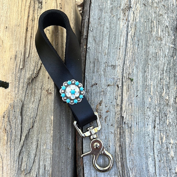 Black Oil Tie Down Keeper with Turquoise & white