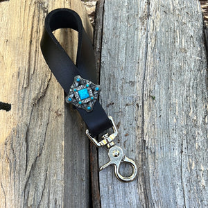 Black Oil Tie Down Keeper with Blue