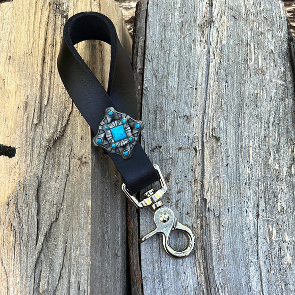 Black Oil Tie Down Keeper with Blue